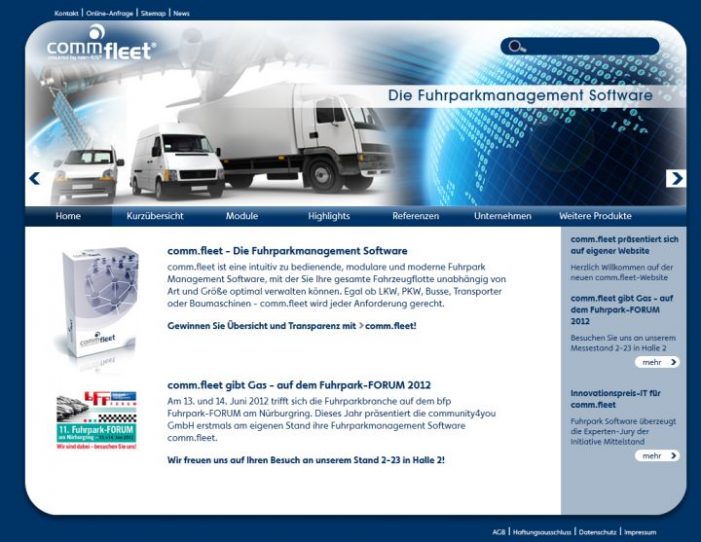 Enterprise Resource Planning: Fleet management software comm.fleet gets its own website